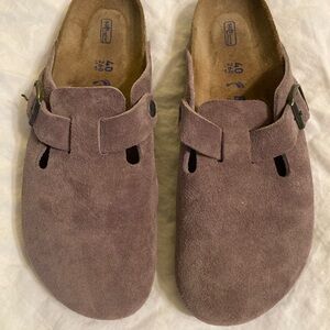 Birkenstock Boston Lavender/Brown Suede Clogs -EU 40 Like new